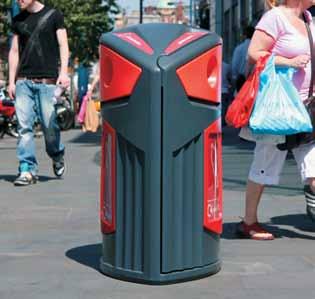 The elliptical shape and narrow footprint of Nexus 200 recycling bin means that pedestrian flow will not be disturbed. Supplied with 2 x 100 litre zinc-coated steel liners.