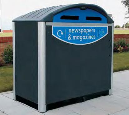 Modus Housing A high capacity recycling bin housing, which securely contains a wheeled bin in a tidy manner.