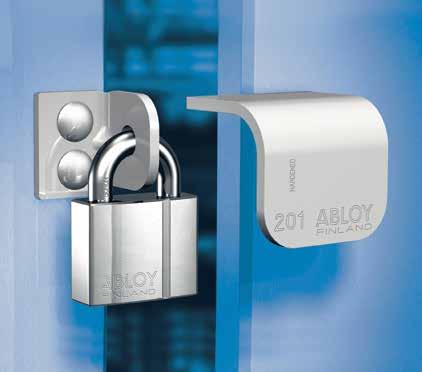 ABLOY PL201, PL203 Locking Plate PL201 For right-handed doors Grade: 4 Material: Case-hardened steel Finish: Zinc plated, polyester-coated Shackle 18 mm shackle hole For frame fixing Zinc-plated,