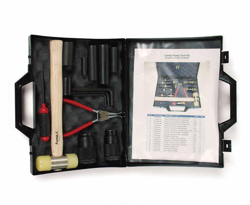 PARTS & ACCESSORIES Landa Kärcher Group Pump Tool Kit A must for every service department. Save time using the right tool for the job.