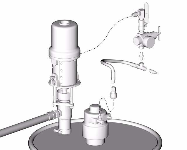 Installation 5. Install 248824 agitator kit c. Screw nipple (AN) of agitator kit into resin feed pump air control kit (AC). a. See FIG. 5. Install agitator (J) in resin drum. b.