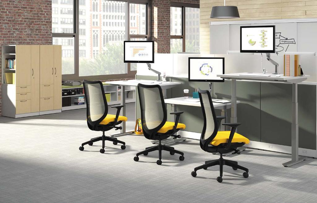 Frameless glass can be added to panels to customize workstation height and create an added level of privacy.