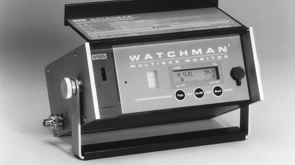 WATCHMAN MULTIGAS MONITOR 08-02-39 FEATURES Continuously monitors combustible gases, oxygen, carbon monoxide and other toxic gases simultaneously; displays gas concentrations over large, easy-to-read