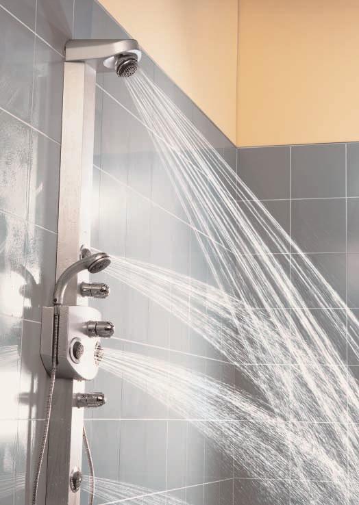 Showers page 132 Aquatower 3000 Our top-of-the-range Aquatower 3000 features four multi-jet side showers, with 12 or 24 separate jets for an extra large spray pattern.