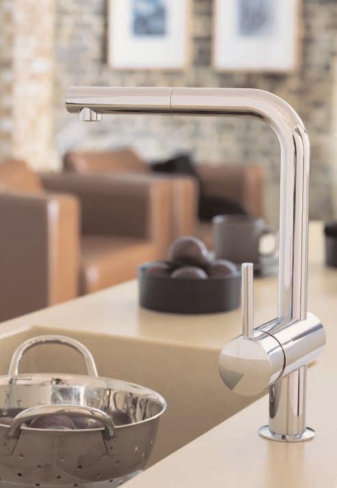 Kitchen page 170 Minta The Minta kitchen mixer faucet with its sleek architectural lines is the perfect finishing touch for the contemporary kitchen.