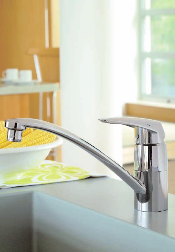 Kitchen page 180 Eurodisc new For a cool, self-confident kitchen, choose our new Eurodisc with its chic, sporty design and dynamic fin-shaped lever.