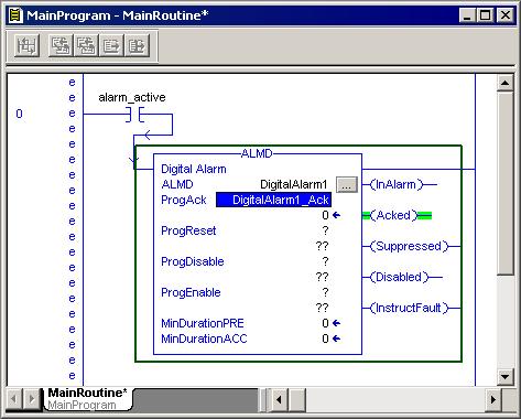Define device-based alarms in Logix5000 controllers Chapter 4 In our example, we named the tag DigitalAlarm1_Ack. For details about using the New Tag dialog box, click Help.
