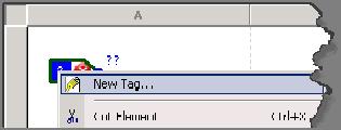 Define device-based alarms in Logix5000 controllers Chapter 4 4. Right-click the single question mark inside the symbol and then click New Tag. 5.