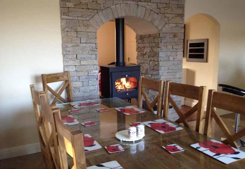 Double Sided Boiler Stove Carraig Mór Multi fuel stoves Double Sided Stoves Heats 2 rooms with 1 chimney Optional leg heights available Different canopy options available Available
