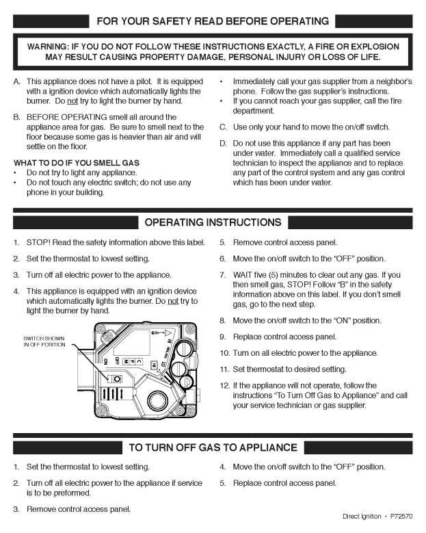 Gas Heater Instructions Figure