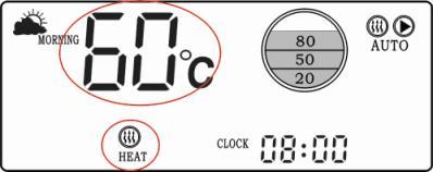Press + - to adjust switch-on temperature, adjustable range: 20-80 o C. Press SET button again until Ahof displays on time area, and 45 o C displays on temperature area, default set is 45 o C.