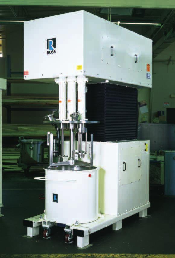 The Triple Shaft design extends the operating range of this product line by adding either a high shear rotor/stator mixer, or a second high speed disperser.