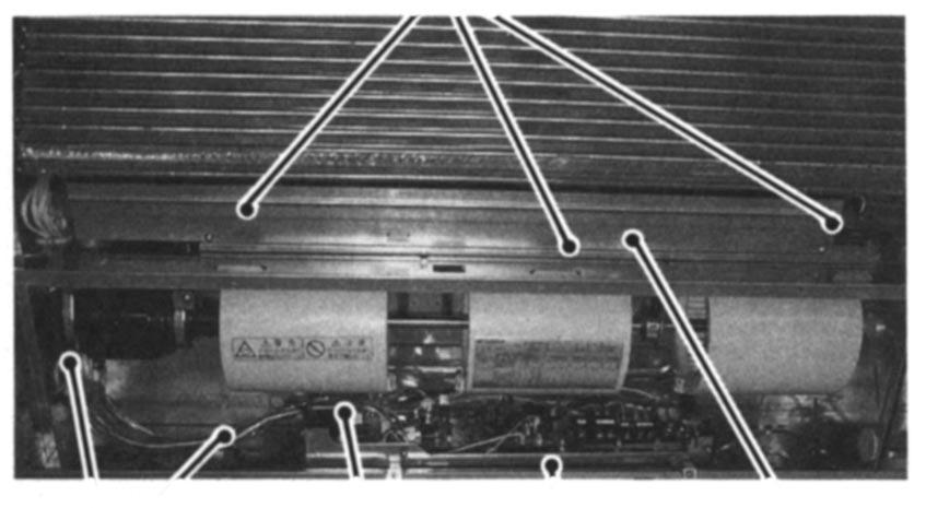 OPERATING PROCEDURE 12. Removing the support heater. (1) Remove the air intake grill. (2) Remove the beam. (3) Remove the side panel (right and left).