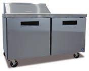 PREP TABLES - SANDWICH TOP REFRIGERATORS COMMERCIAL SERIES CRMR60-8 CRMR60-12 CRMR60-16 CRMR72-12 CRMR72-16 CRMR72-18 Stainless steel interior and exterior, interior, front, sides and top Cabinet and