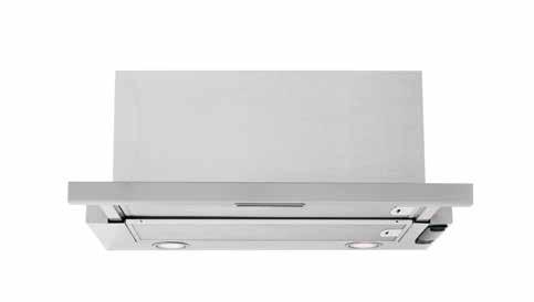 Please ask a qualified installation engineer for more details. This stainless-steel chimney hood has four push-button controls and two bright halogen lamps.