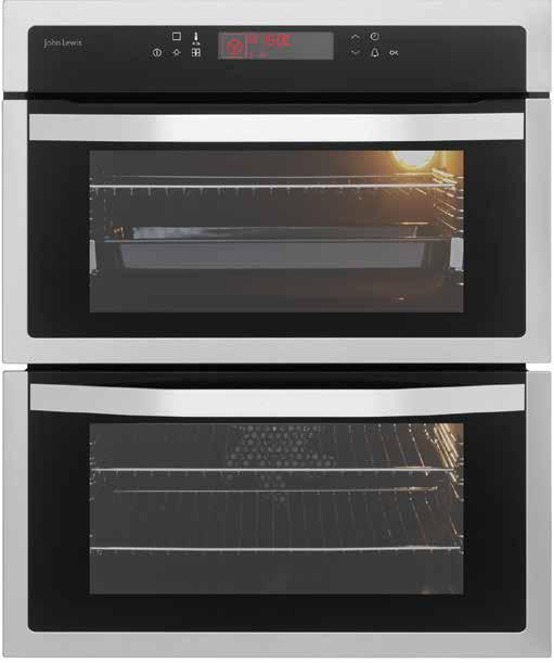 electric double oven JLBIDO915X Stock number 890 40209 749 The fan-assisted, main oven ensures even cooking results on every shelf, quickly sealing food and reducing flavour crossover between dishes,