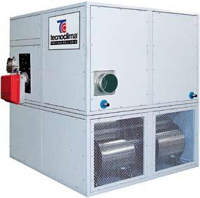 - Equipment operating at continuous modulating flame and continuous modulating air flow conditions in order to immediately cope with the changing climatic needs of the treated environment, thereby