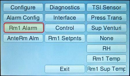 The menu screen is displayed. Select the Rm1 Alarm menu.