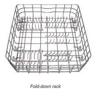 Be sure items in the basket do not stop the rotation of the spray arms. Fold-Down Rack You can fold down two rows of tines at the back of the bottom rack. 1.