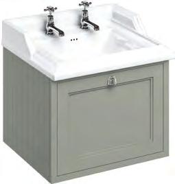 FURNITURE B: Wall-hung 60 vanity unit with single drawer & Classic basin for integrated waste & overflow C: Wall-hung 60 vanity unit with single drawer & Minerva Carrara White with vanity bowl D: