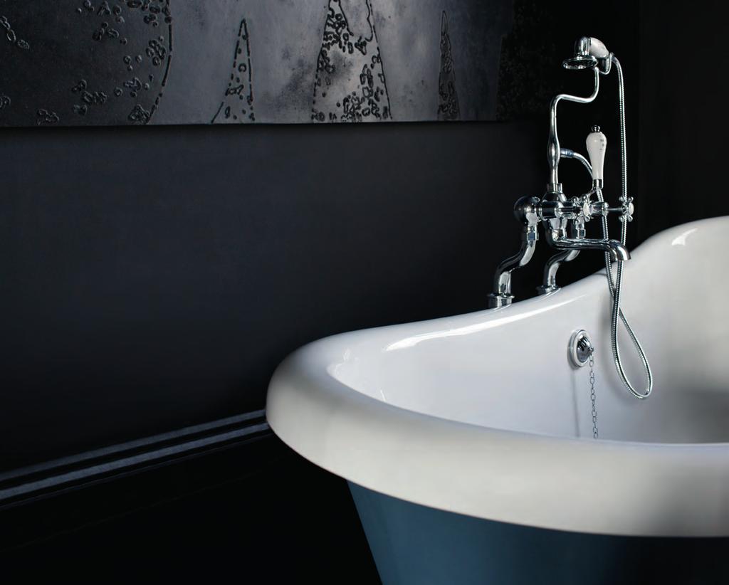 Note: The Bateau bath comes in a white finish. The exterior can be primed and painted. The photograph shows the bath in Fired Earth Carbon Blue.