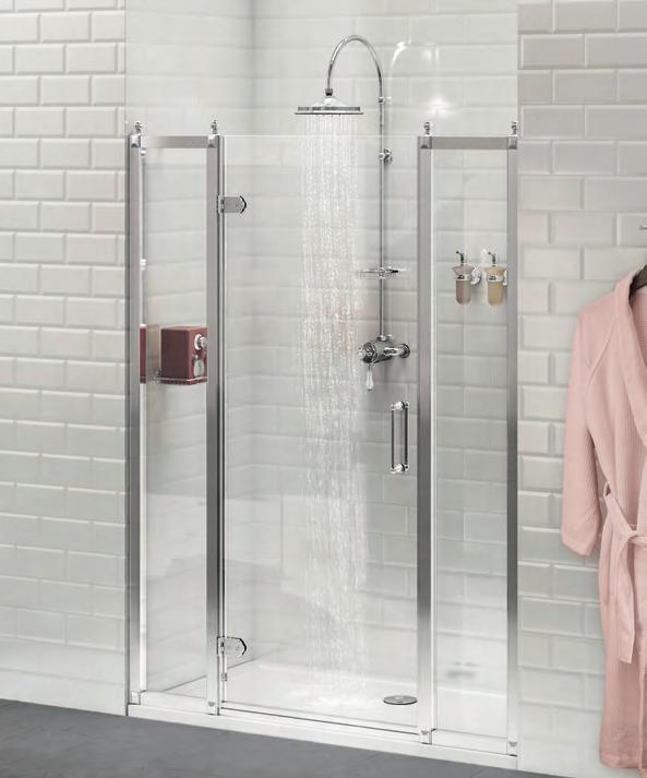 SHOWERING SHOWERING Hinged Doors with In-line Panels Hinged Doors with In-line & Side Panels 10 On all showers See website for details 1500mm Recessed hinged door A: Hinged door B: In-line panel