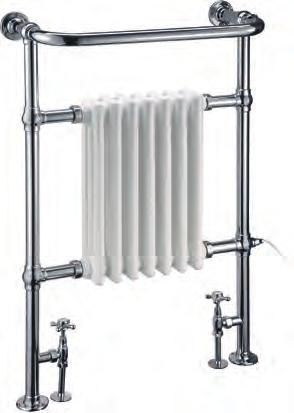 with angled valves) D: 235, W: 642, H: 950 R1 CHR 549 Bloomsbury radiator (shown with angled valves) D: