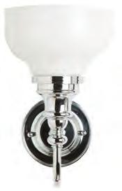 195 Burlington ornate light with chrome base and cup frosted glass shade D: 23, W: