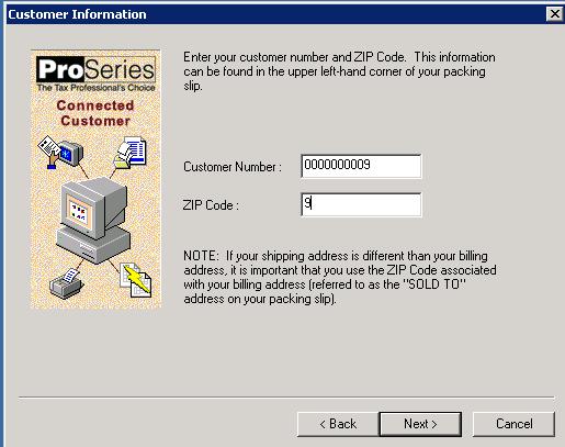 3) On the Customer Information window is displayed, enter any 10 digits greater than zero