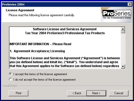 2) Read and accept the License Agreement to continue the install.