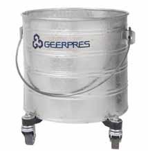 Stainless Steel Round Buckets Stainless Steel Half-Round Buckets 5-gallon buckets have an overlapping lip for stability when fastened together Tapered sides allow