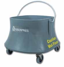 Buckets 17 Champ Plastic Buckets Made from injection-molded high density polymer material that will withstand years of continuous wringing action Single-bail design virtually eliminates bail pull-out