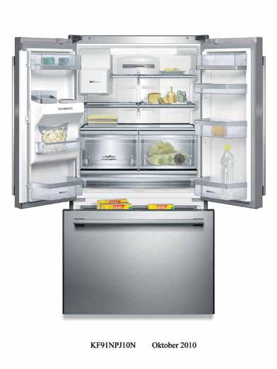 French door refrigerator Side-by-Side KF91NPJ10N French door refrigerator, stainless steel KA60NA40NE Side-by-side refrigerator, inox-look nofrost Energy Efficiency Class: A Total capacity: 762
