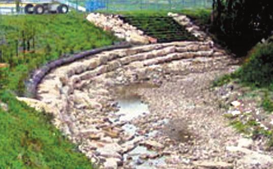 They needed a way to prevent more soil from sliding downhill into the stream and being carried away by the water. They added structures that controlled the slope, or steepness, of the channel.