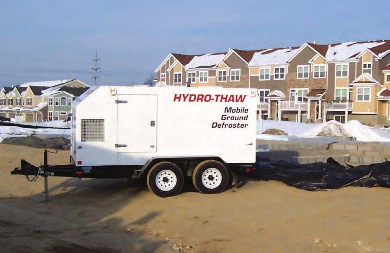Hydro-Thaw mobile ground defrosting units can thaw up to 6,000 square feet of frozen ground and 12 inches deep per day.