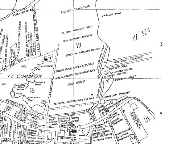 1790 Salem Map of Collins Cove 1815 (June 17): The Essex Register notes that the Shallop Cove is continually filling up.