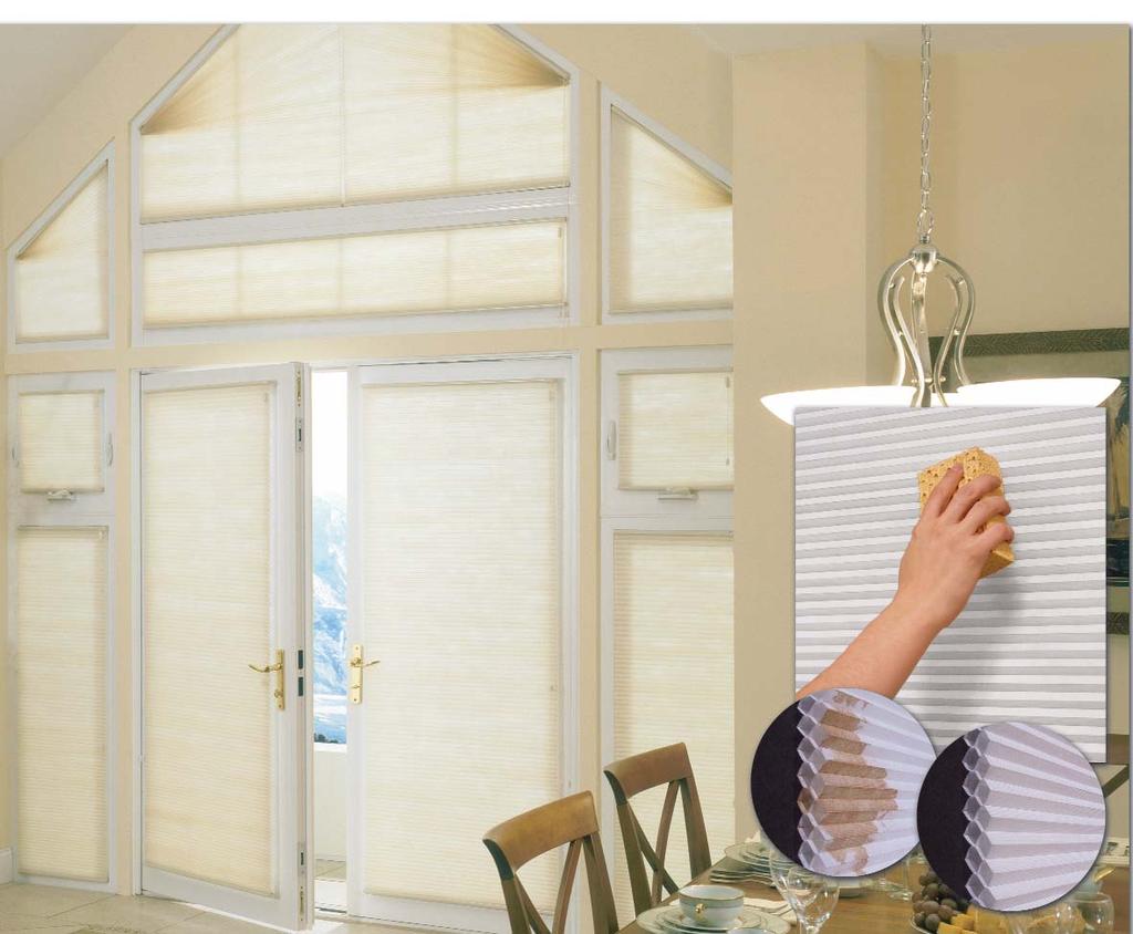 Comfortex Window Fashions SYMPHONY HIGHLIGHTS WITH STAINAWAY Product Category: Cellular Shades Consumers increasingly require household furnishings be protected from stains and other household