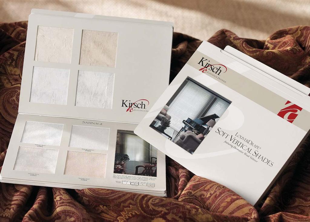 Levolor/Kirsch Window Fashions KIRSCH SOFT VERTICAL SHADES SAMPLE BOOK Product Category: Merchandising The Kirsch Soft Vertical sample book offers versatility to decorators and can be used as a