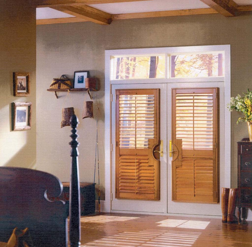 Hunter Douglas Window Fashions FRENCH DOOR CUT-OUT FOR HERITANCE HARDWOOD SHUTTERS Product Category: Specialty Applications French doors often feature lever-type handles that typically interfere with