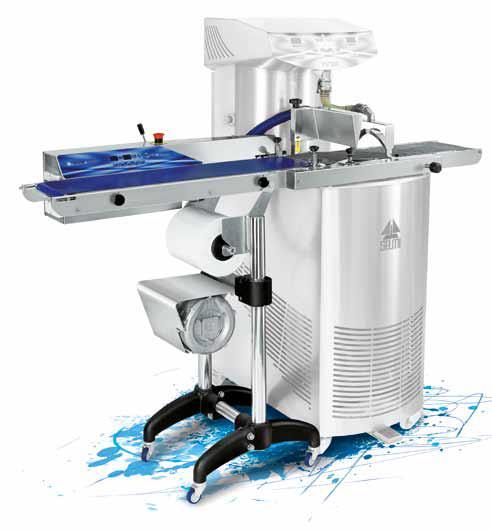 R 200 Coating machine Compatible only with Plus, Futura and Top. Folding vertical structure mounted on wheels.