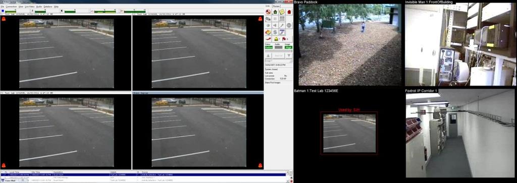1 ADPRO XOa and HeiTel Sites Live video can be viewed in Site View Mode within the Video Central Platinum User Interface (left Image) and on the Video Wall (right image) simultaneously.
