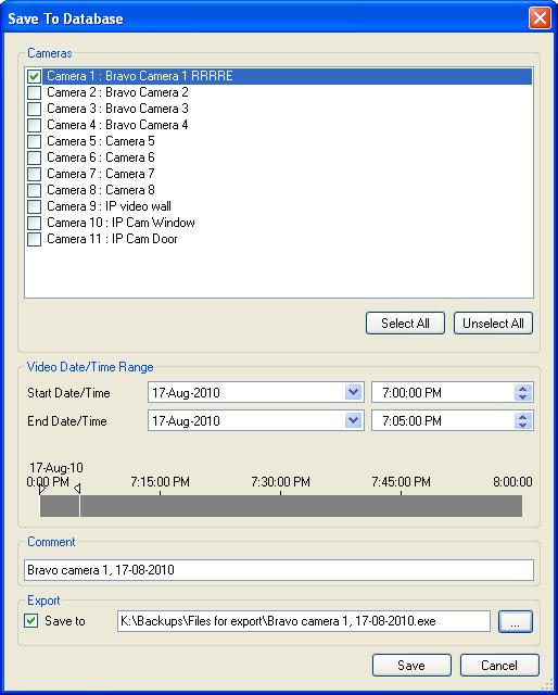 ADPRO Video Central Platinum Operational Manual Once the desired location has been selected, enter a file name, and select Save to return to the Save to Database dialog.