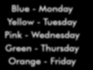 South Legend Blue - Monday Yellow - Tuesday