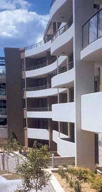 balconies and single service core Curved building form allows