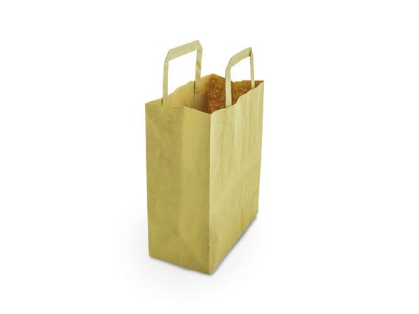 SINGLE USE BAGS Kraft paper bags FLAT (e.g for jerky or similar) Or WITH HANDLE e.g 178mm (3.6L volume) These bags are made from recycled paper and are non-bleached or dyed.