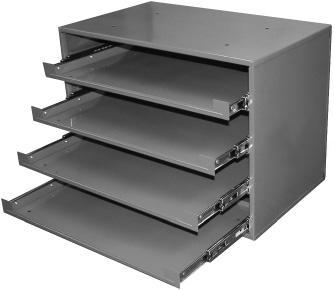 BEARING SLIDE RACKS SPACE SAVER - 4-DRAWER BEARING SLIDE RACK The slide mechanism is ball bearing this makes opening and closing smooth and secure.