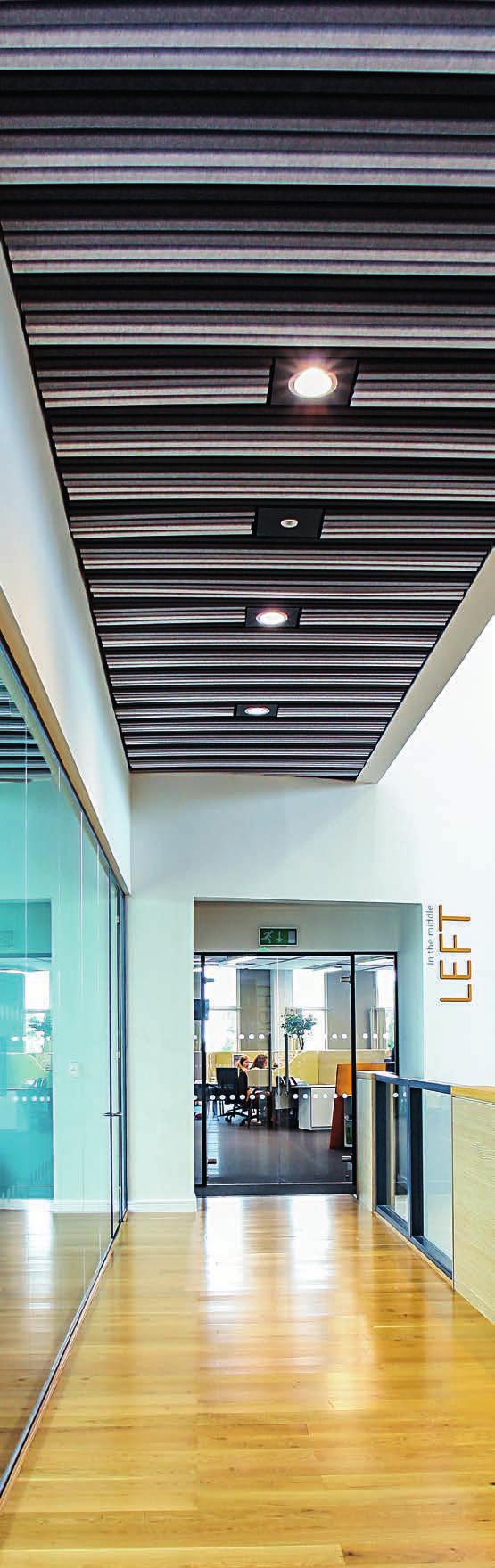SUSTAINABLE FEATURES Ceilings as a sustainability standard The linear felt ceiling panels that comprise HeartFelt are made of non-woven, thermoformed PES fibers.