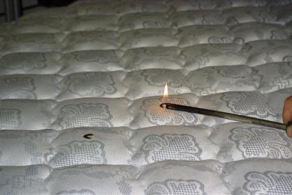 FR testing FR Flame test - ISO 12952 3/4 Viscose mattress ticking With