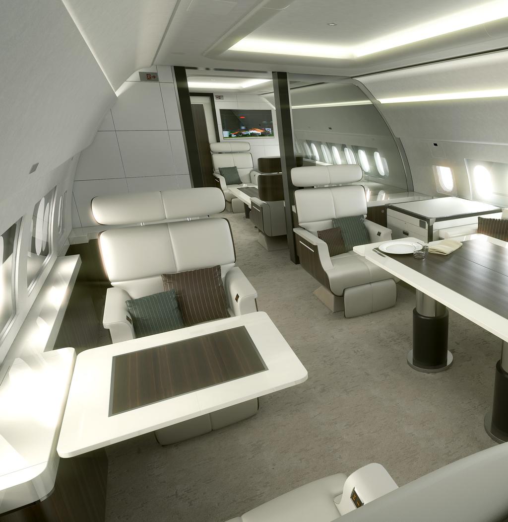 Bluejay Airbus Corporate Jet Centre Design Studio 84 Private Air Luxury Homes The trend for futuristic interiors has been gaining popularity on the ground, but now avant-garde style is taking flight.