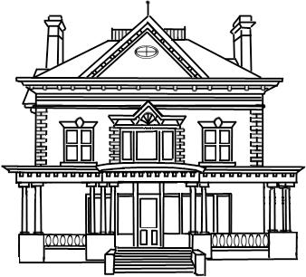 APPENDIX C Hipped roof Large cornice Pediment Large, covered front porch Round columns Quoins Finials Sidelights at